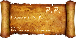 Pozsonyi Porfir névjegykártya